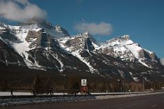 21 Mount Rundle Main Peak and Mount Rundle 1 From Trans Canada Highway Between Canmore and Banff In Winter